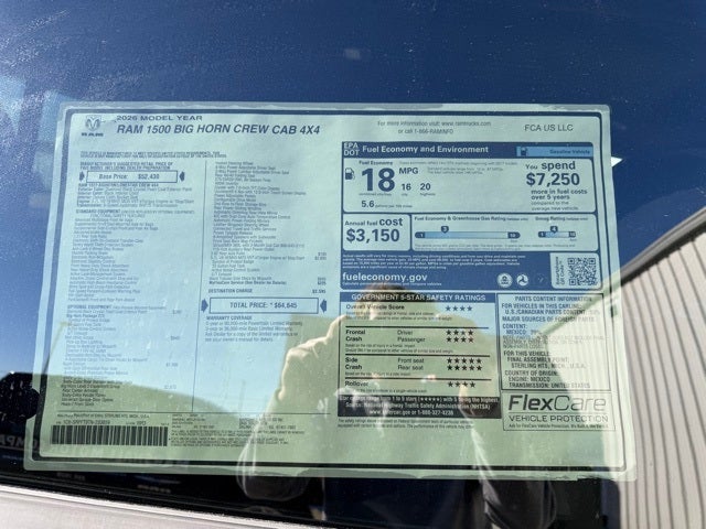 2026 RAM 1500 RAM 1500 BIG HORN CREW CAB 4X4 5'7' BOX