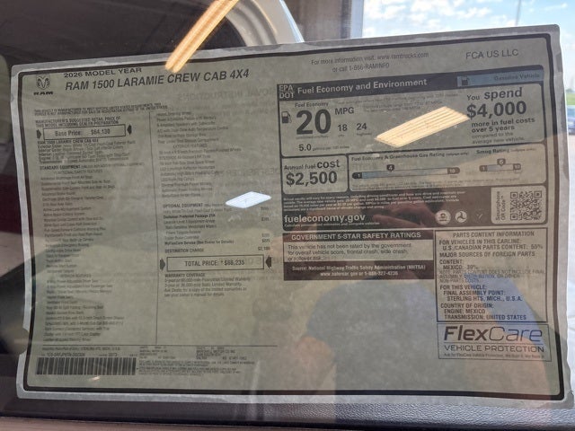 2026 RAM 1500 RAM 1500 LARAMIE CREW CAB 4X4 5'7' BOX
